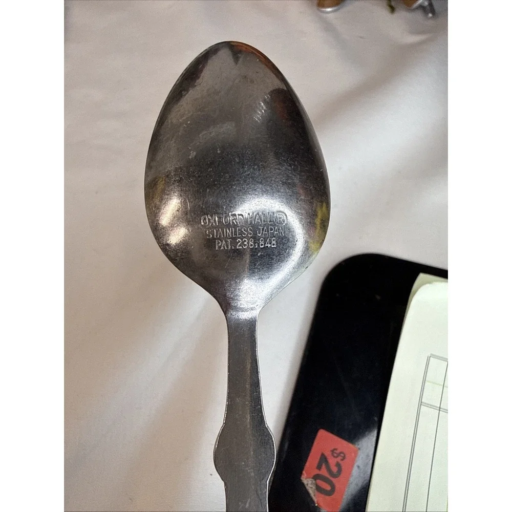 Flatware,Oxford Hall 4 Forks 1 Spoon 4 Knifes Blue Handle Stainless Japan VTG.